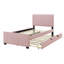 Lit plateforme tapissier en velours avec lit gigogne-690059577