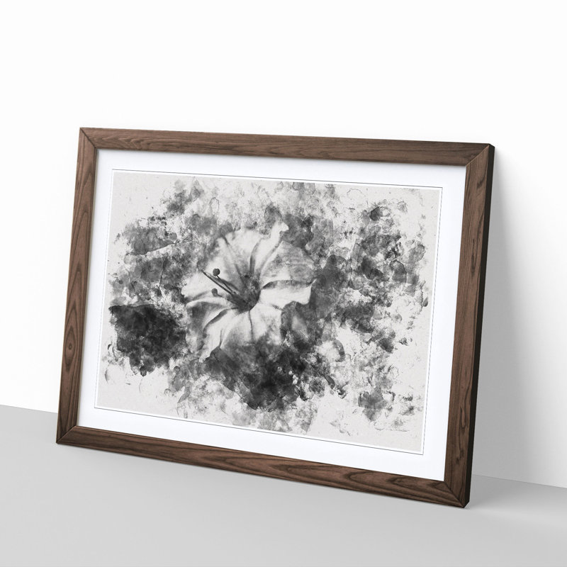 Geranium Flower - Picture Frame Painting Print, 40cm H x 60cm W x 2cm D, Walnut Framed