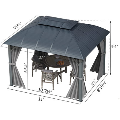 12 Ft. W x 10 Ft. D Aluminum Patio Gazebo