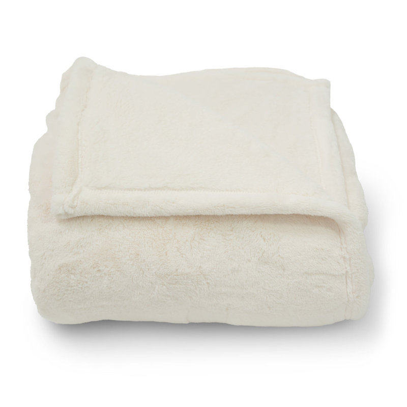 Ultra-Plush Ivory Machine Washable Throw Blanket
