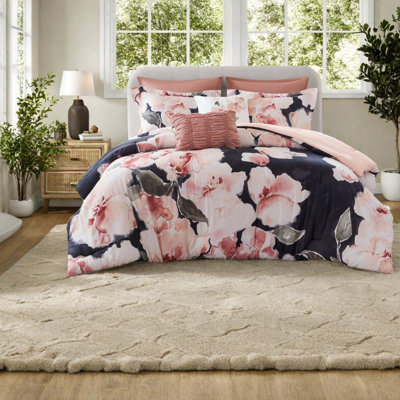 Ensemble de literie luxueux très grand californien, coton confortable, rosé multicolore pour la maison