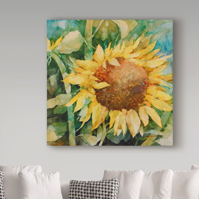 Mattox 'Sunflower Centered' Watercolor Painting Print on Wrapped Canvas