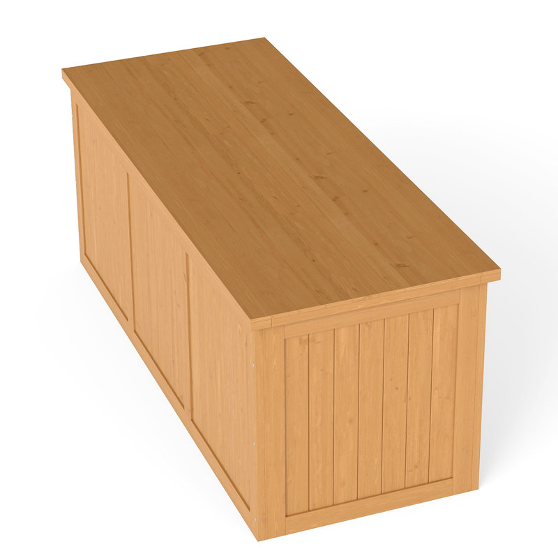 Outdoor Solid Wood 112 Gallon Deck Box With Seat And Table For Storing Garden Items Pool Accessories - Spacious Low Maintenance Solution Plan