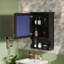 Armoire de rangement murale de salle de bain avec miroir, rangement fermé et étagère ouverte, idéale pour l'organisation de maison moderne et le toilettage-125112203