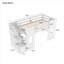 Classic White Platform Loft Bed, Bedroom Solid Wood Twin Size Bed with Storage Staircase and Windows