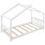 Lit plateforme simple avec tête de lit et pied de lit, conception de toit, blanc-1061000454