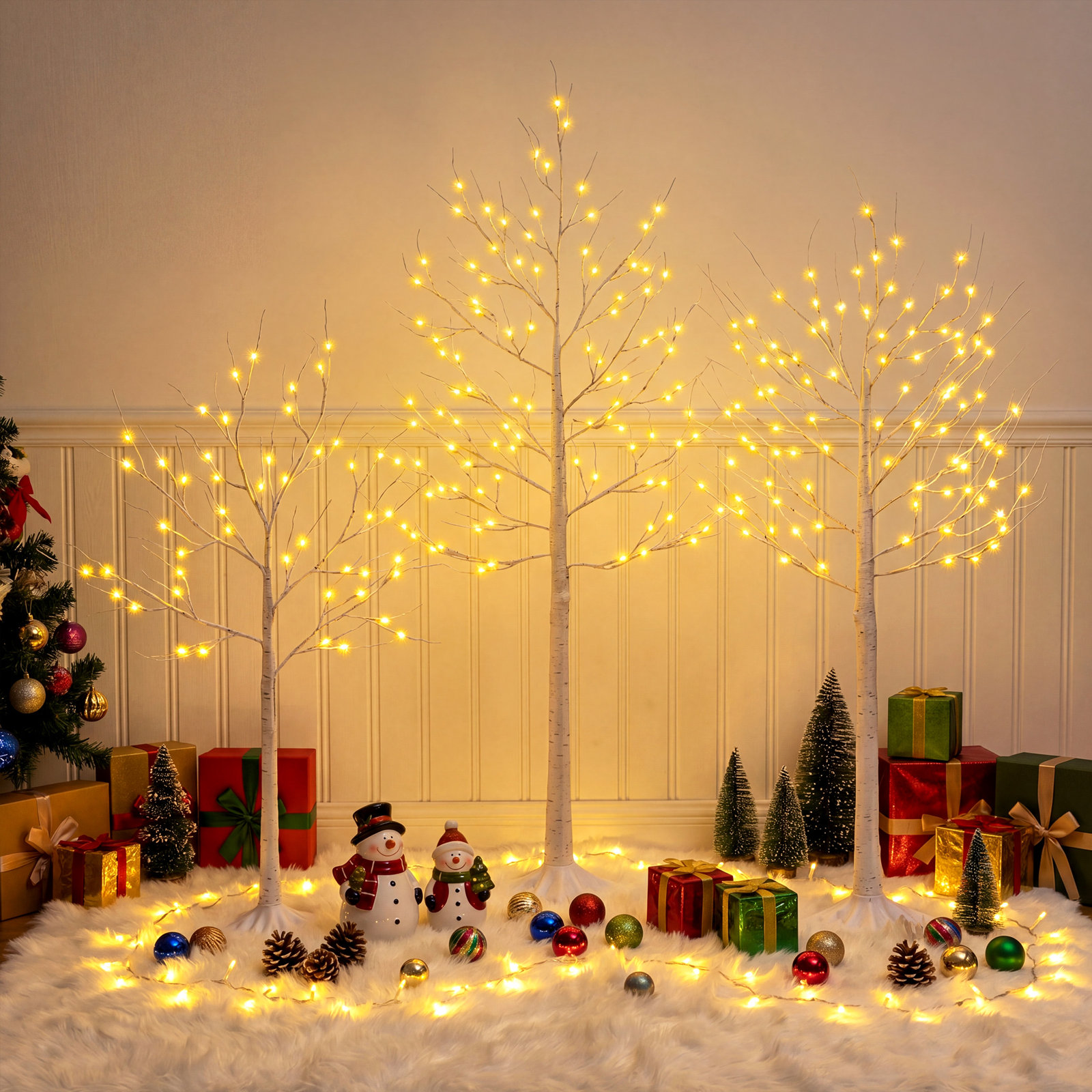 Adcock LED Birch Tree Light Set, 4ft+5ft+6ft