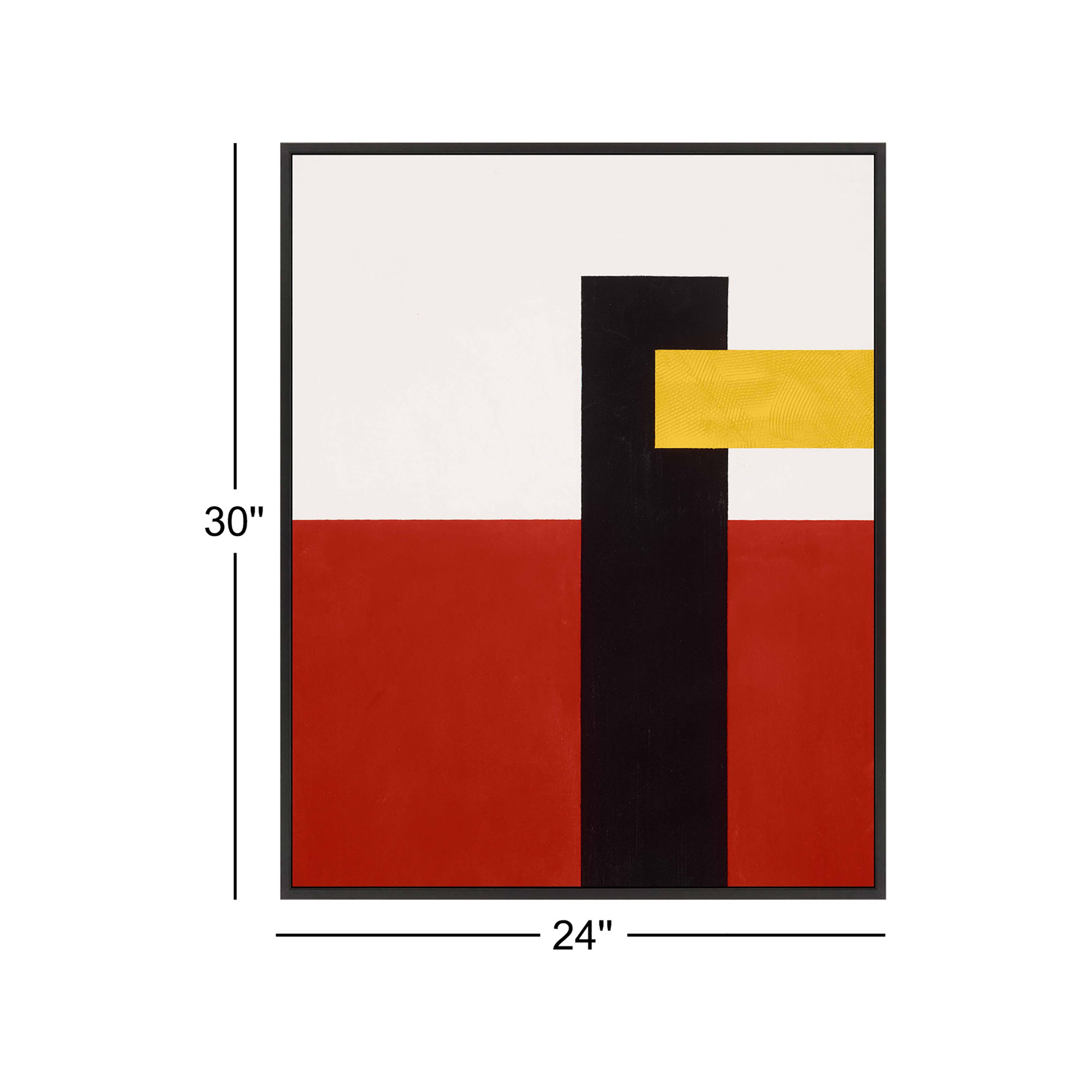 Composition With Yellow 4 by Robert Kamnatnik, Black Framed Canvas, 30" H x 24" W x 1.38" D