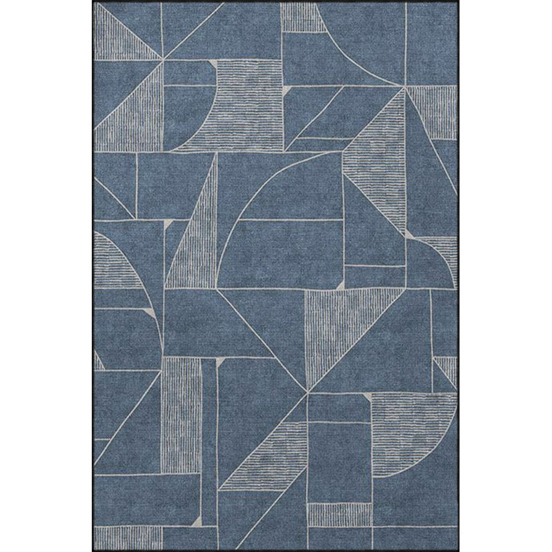 Tapis décoratif bleu à motif géométrique lavable à la machine, Tapis de couloir 3 pi 3 po x 6 pi 7 po inclus