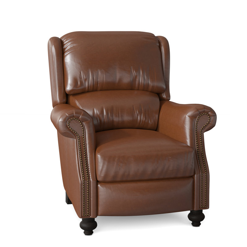 Bancroft Recliner, Aline Fumo Genuine Leather, Cobblestone, French Natural