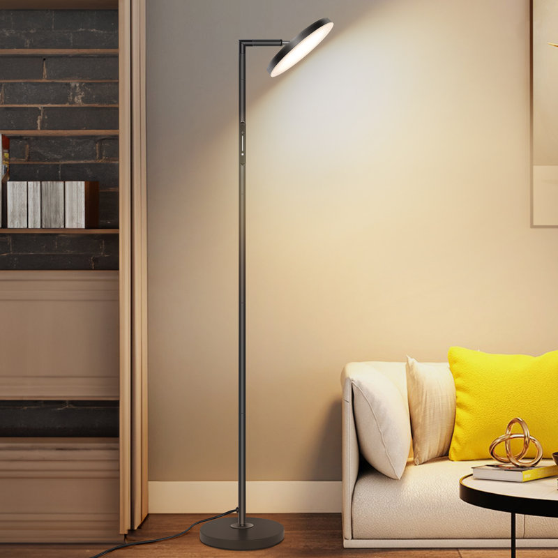 Jernell  LED Dimmable Torchiere Floor Lamp with Remote Control, Matte Black
