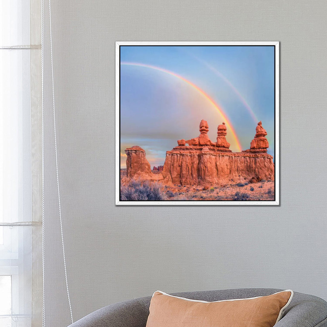 Rainbow Over Rock Formation Called The Three Judges, Goblin Valley State Park, Utah von Tim Fitzharris - Gallery-Wrapped...