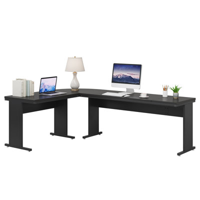 83" Modern L-Shaped Executive Desk With Reversible Design, Home Office Corner Workstation