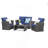 4-Piece Wicker Patio Conversation Set With Glass Table And Blue Cushions-477624453-477624570
