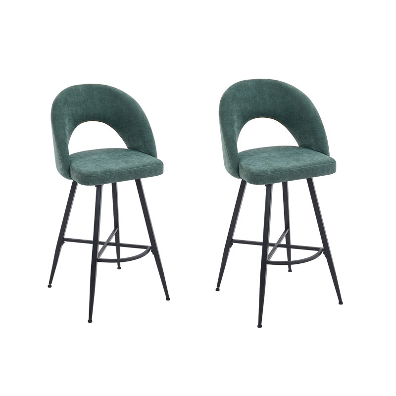 Swivel Upholstered Bar Stool, Green
