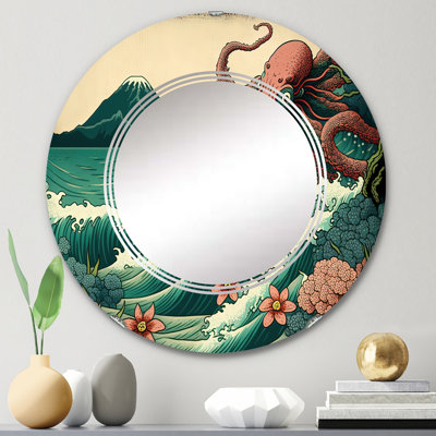 Piedad Japanese Landscape With Octopus I - Japon Landscape Wall Mirror