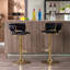 Ensemble de 2 tabourets de bar, avec repose-pieds chromé et base pivotante réglable en velours-125536140
