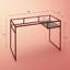 Bureau d'écriture, plateau en verre et finition rouge, bureau de bureau moderne