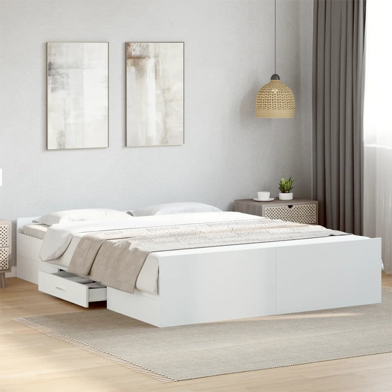 Peltz Bed, White, European Double (140 x 200cm)