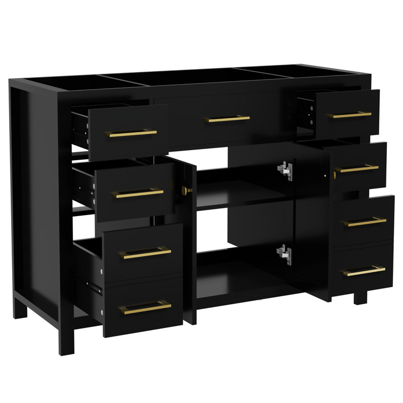 48" Single Sink Bathroom Vanity Cabinet Base Only, Sink Not Included, Black