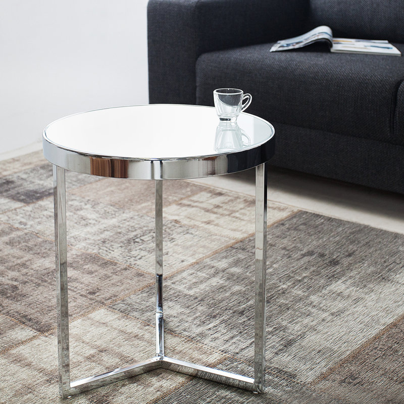 Courcelles Glass Top End Table, Grey, White