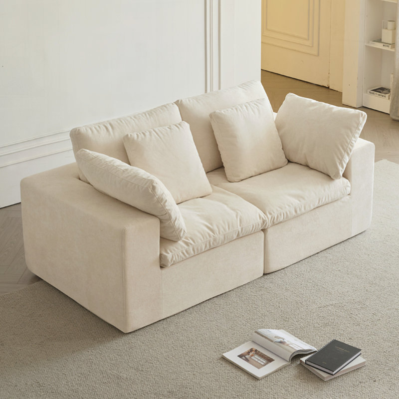 Canapé-lit moderne pour le salon, H 27,56 po x l 79,13 po x P 39,37 po, Blanc beige, 2