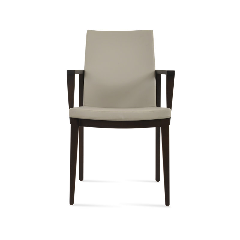 Fauteuil Pasha, Cuirette gris pâle, Wengé