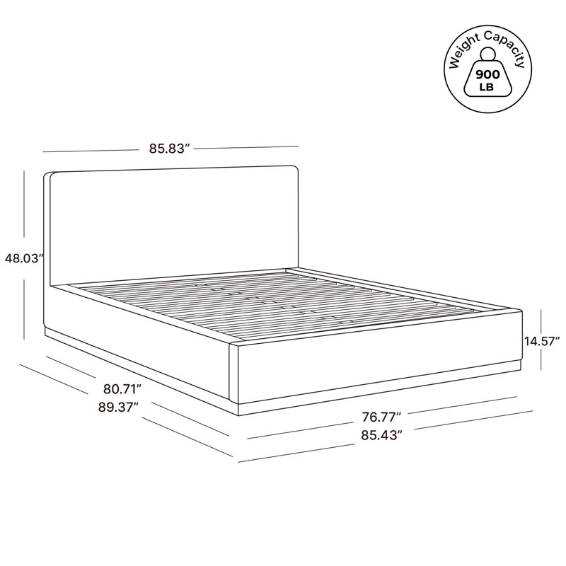Lit plateforme tapissier Grounded, King, Navy