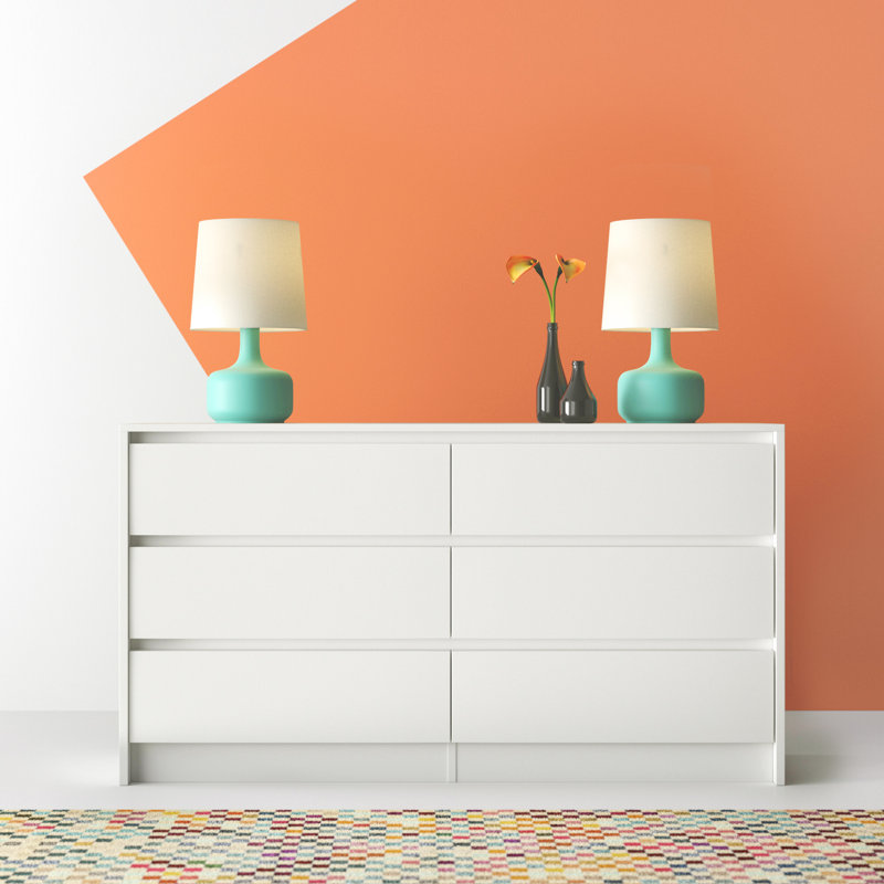 Barker Ridge 6 Drawer Double Dresser, 75cm x 120cm x 40cm, White