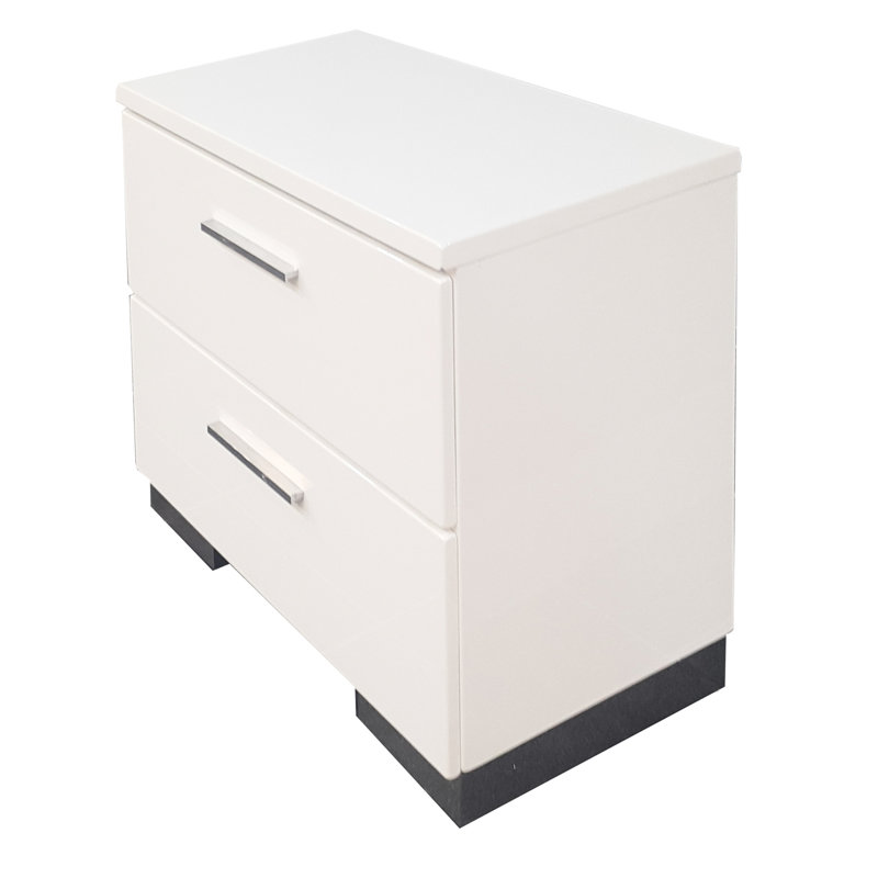 Table de chevet blanche moderne avec pieds - Armoire de rangement spacieuse, Blanc