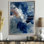«Blue Sturdy Guardians Accents With White», peinture murale abstraite, art mural encadré abstrait bleu