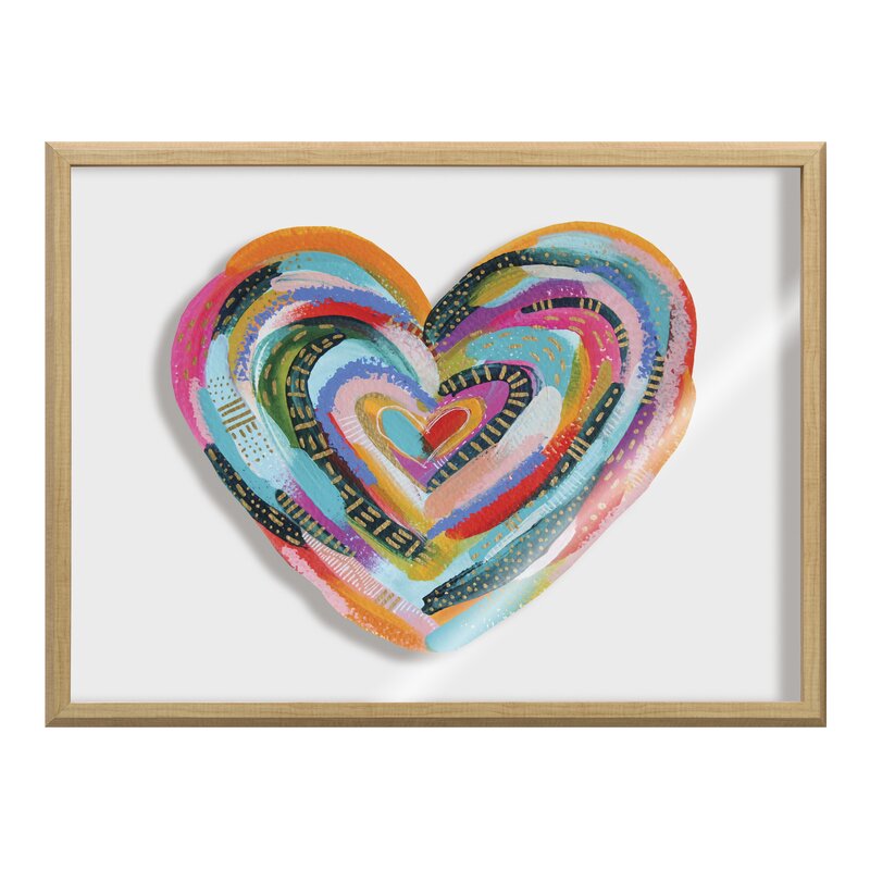 Labyrinth Heart 01 Framed On Glass by Jessi Raulet Print