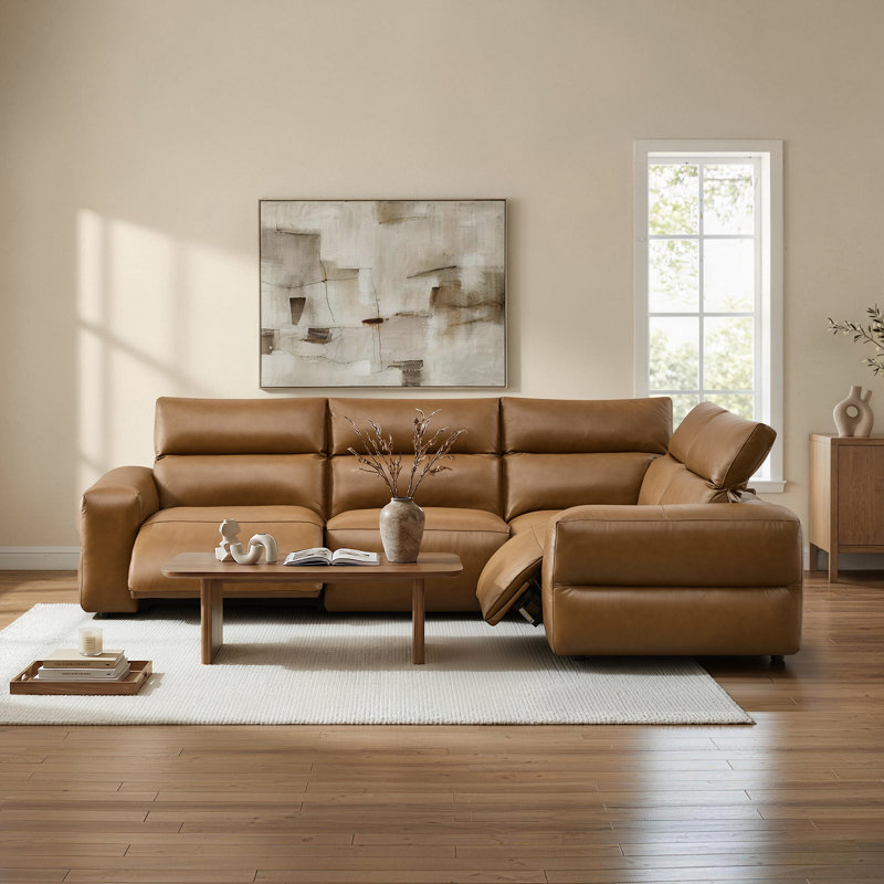 Canapé inclinable électrique à double moteur de 124 po avec conception murale zéro, appui-tête réglable et cuir fleur
