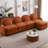 Teddy Fabric L-Shaped Cloud-like 4-Seater Modular Sectional Sofa, Curved Backrest & Armrests, Movable Ottoman, Double-Layer Cushion with Lumbar Pillows for Supportive Comfort-473324365