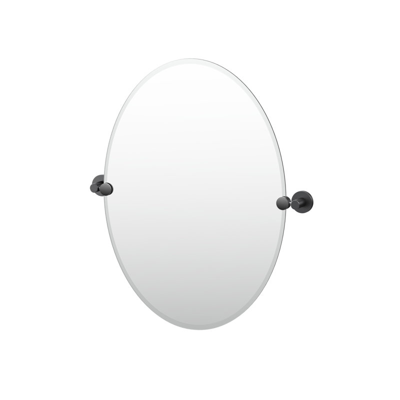 Miroir de salle de bain mural sans cadre Reveal | Pivotant (inclinable) et biseauté, 26,5 po x 24 po, Nickel satiné