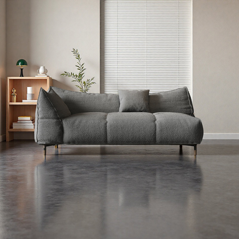 Chaise longue en flanelle de luxe en bois massif, Gris, Orienté à gauche (vu de face)