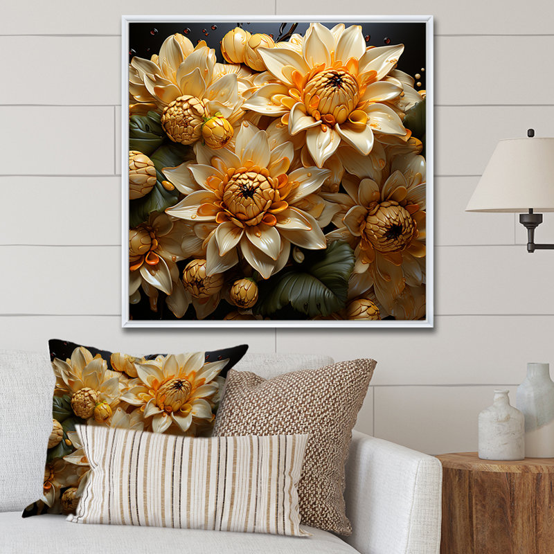 Tournesols avec abat-jour, Cadre flottant blanc, H 24 po x l 24 po x P 1 po