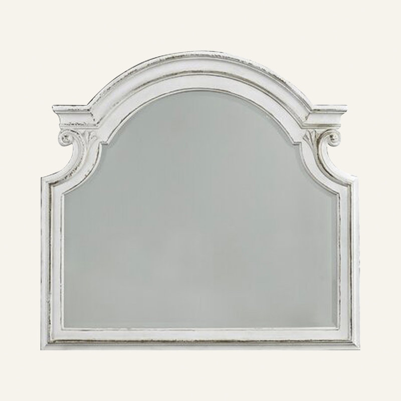 Colchester Farmhouse / Country Arched Beveled Dresser Mirror, White