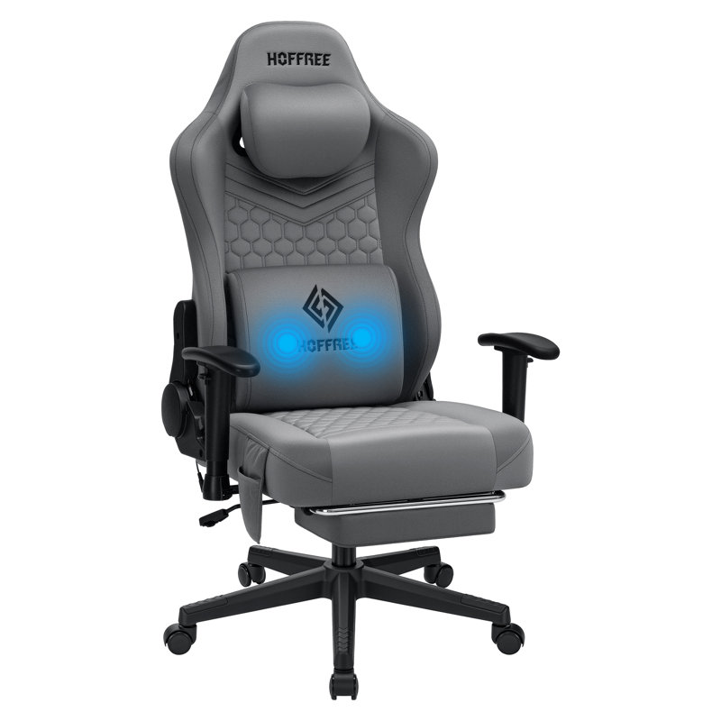 HOFFREE Gaming Chair Suede Fabric With Pocket Spring Cushion Massage Gaming Chairs With Footrest 165° Reclining Game Chairs For Adults Ergonomic Computer Chair For Gaming Office