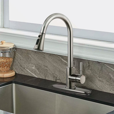 Robinet de cuisine rétractable avec pulvérisateur en acier inoxydable
