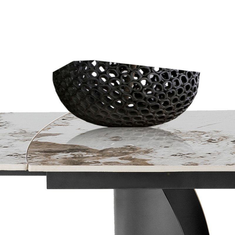 Avrumi Extendable Metal Base Dining Table, Grey