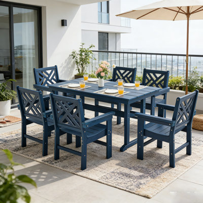 All-weather Hdpe Patio Dining Set With Umbrella Hole