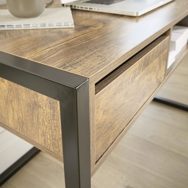 Kraul 120Cm W Rectangular Computer Desk, Oak, Black
