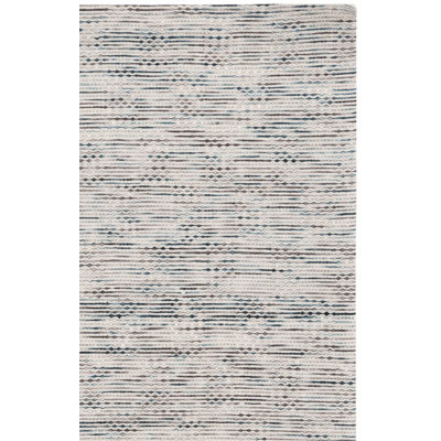 Laureldale Hand Woven Wool/Cotton Abstract Rug in Denim/Beige