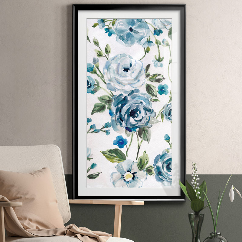 Moonlight Rose Garden I - Cadre photo, reproduction d'art sur papier, H 14,5 po x l 26,5 po x P 1,5 po, Cadre noir