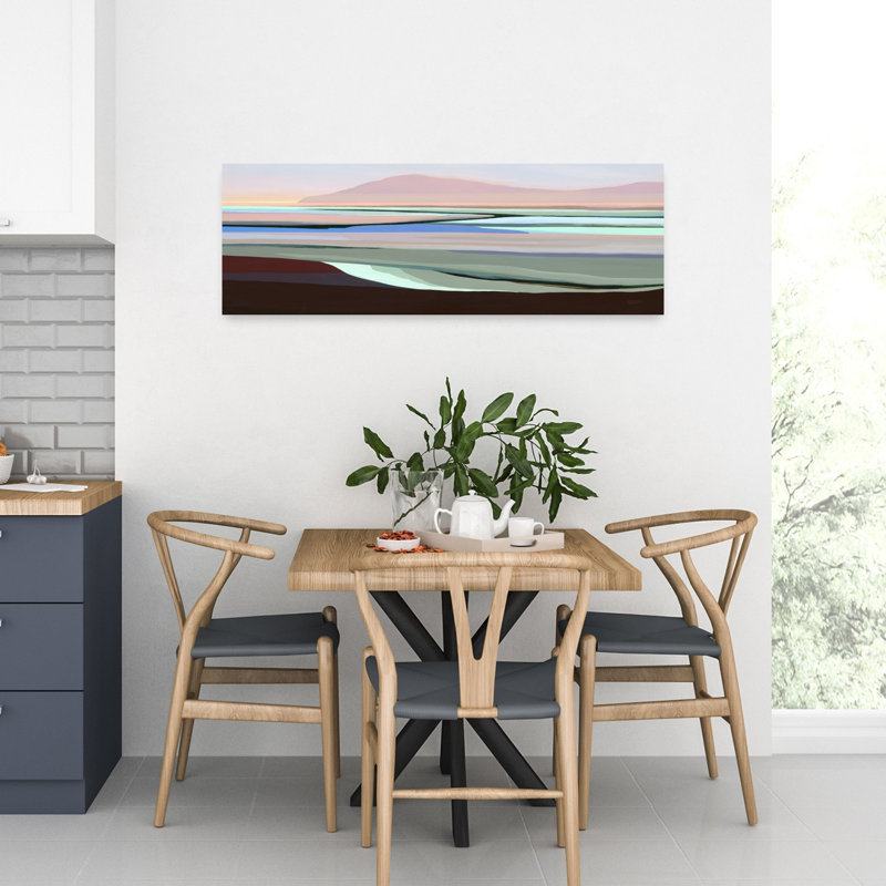 Art mural mural de paysage abstrait contemporain contemporain, H 12 po x l 36 po