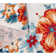 TOWN & COUNTRY EVERYDAY Hibiscus Bloom Border Modern Floral Outdoor Rug Grey/Red/Blue