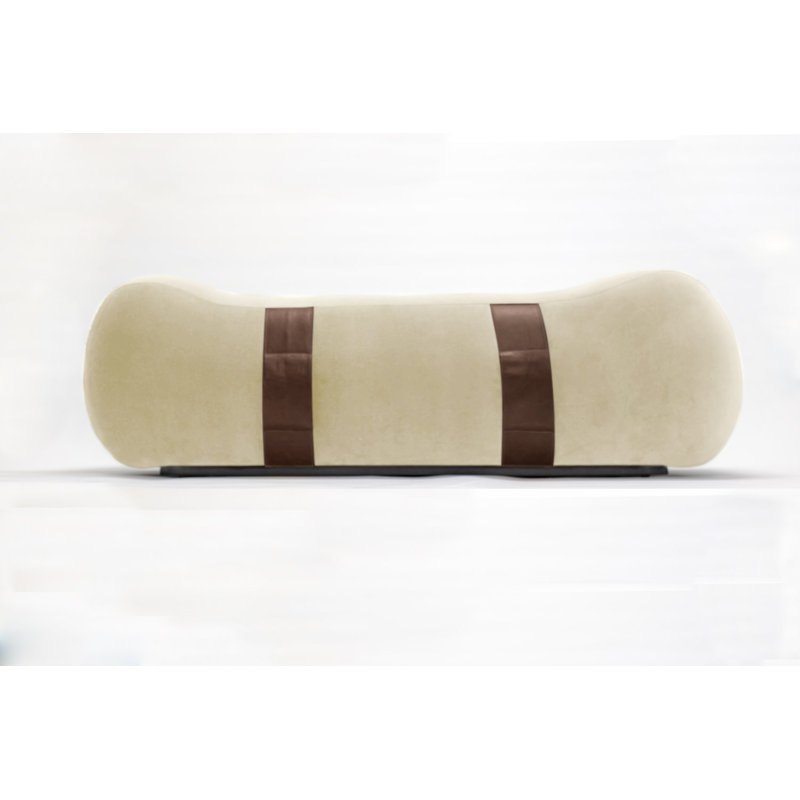 Milo Velvet Upholstered Bench, Shell/Creme Brulee