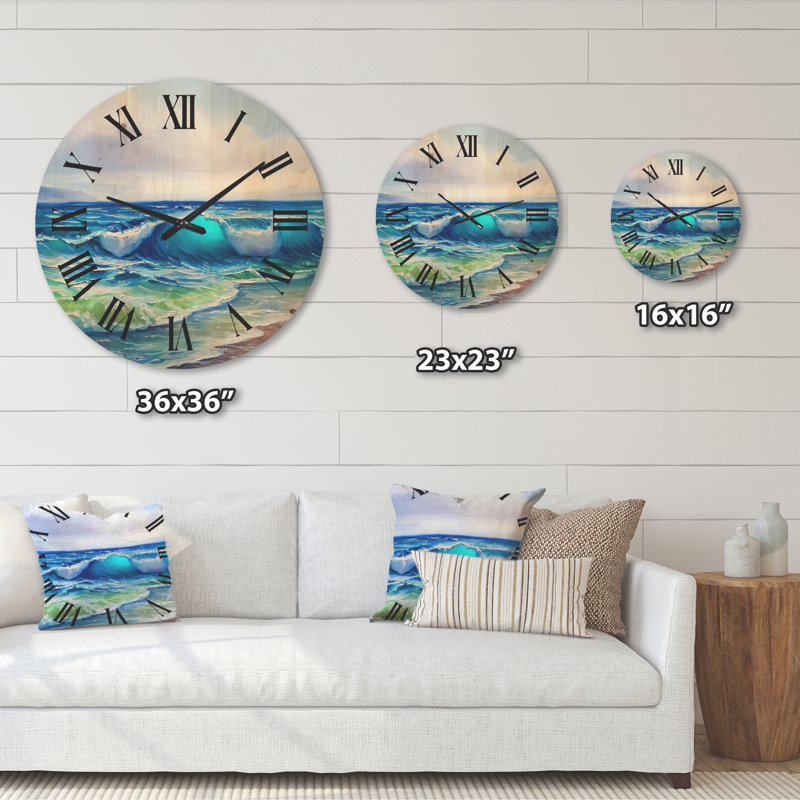 Horloge murale paysage marin avec lumière du soleil, Grand
