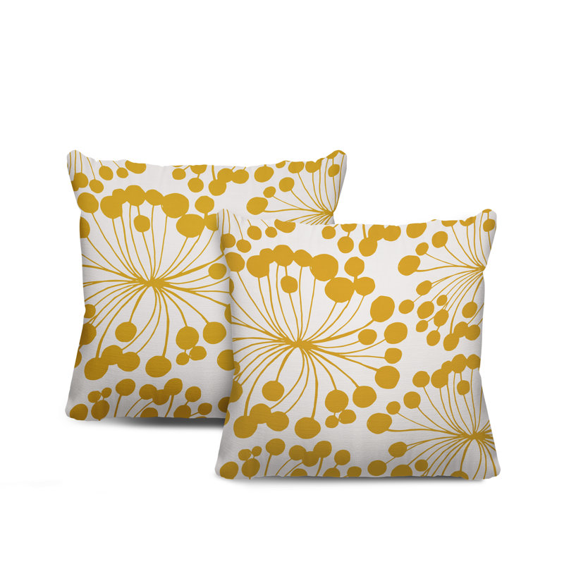 Housse et insert de coussin décoratif intérieur / extérieur en mélange de polyester, L 15 po x H 15 po, Jaune